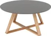 A round coffee table with a gray top and wooden legs. Náhled obrázku produktu
