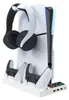 A white charging and cooling stand for a PS5 Slim console, with headphones and two controllers docked. Anteprima dell’immagine prodotto