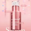 A pink serum bottle with text overlays highlighting ingredients. Produktbild-Vorschau