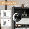 An instructional image showing how to use anti-tip safety straps for a cabinet, with a close-up of the strap mechanism. Produktbild-Vorschau