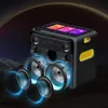 A 3D rendering of a portable speaker with its internal components and speakers exposed, set against a dark, abstract background. Náhľad obrázku produktu
