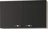 A close-up, front-facing view of a dark gray, two-door wall cabinet with silver handles. Produktbild-Vorschau