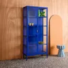Credenza in acciaio e vetro temperato 2 porte, 180cm, Blu Anteprima dell’immagine prodotto 4