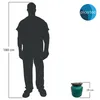 A silhouette of a person stands next to a small green barrel, indicating scale. A logo is in the top right corner. Produktbild-Vorschau