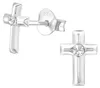 Kreuz Ohrstecker: Silber Ohrringe mit Kristall Produktbild-Vorschau 1