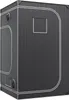 A dark gray grow tent with white trim, featuring vents and a window. Produktbild-Vorschau
