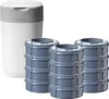 A diaper pail and refill cartridges are displayed against a white background. Produktbild-Vorschau