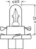 A technical drawing of a small light bulb with measurement indicators. Produktbild-Vorschau