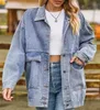 ASKSA Veste en jean pour femmes, bleu, XL Voir les images du produit 4