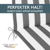 A close-up of a striped cushion with text overlays. Produktbild-Vorschau