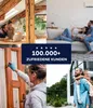 A collage of lifestyle images showing people in different home settings, with a central banner highlighting customer satisfaction. Produktbild-Vorschau