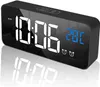 A digital alarm clock with a mirrored display showing the time and temperature. Produktbild-Vorschau