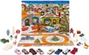 A Christmas-themed Hot Wheels advent calendar with toy cars and accessories laid out. Produktbild-Vorschau