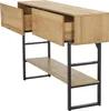 A console table with two open drawers and a shelf, shown against a white background. Voir les images du produit