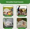 Collage of four images showing food covers in different settings: picnic, family BBQ, indoor food, and outdoor food. Produktbild-Vorschau