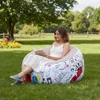 Puf BeanBag wzór Doodle XL 120 x 70 cm biały, pokryty PVC, Podgląd zdjęcia produktu 2