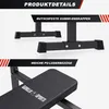 Close-up shots of a black weight bench and its components, highlighting product details. Produktbild-Vorschau