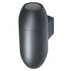 A dark gray outdoor wall lamp with a cylindrical body and rounded top and bottom, mounted on a black rectangular bracket. Produktbild-Vorschau