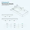 Technical details and dimensions of a sink, including a diagram and a table of measurements. Produktbild-Vorschau