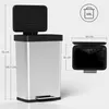 HOMCOM Cestino da cucina da 60 litri con pedale e coperchio Anteprima dell’immagine prodotto 3