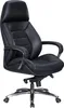 A black leather office chair on a white background. Voir les images du produit