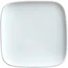 A single white square plate with rounded corners is shown from a top-down perspective. Voir les images du produit