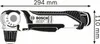 A technical drawing of a Bosch cordless angle drill with dimensions indicated. Voir les images du produit