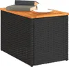 A black rattan storage box with a wooden lid, topped with two books and a teacup. Produktbild-Vorschau