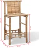 A bamboo bar stool with dimensions indicated by red lines and text. Produktbild-Vorschau