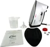 A white and silver Rotel iron with accessories laid out on a white background. Náhľad obrázku produktu
