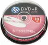 A stack of HP DVD+R Double Layer discs in a clear plastic cake box. Produktbild-Vorschau