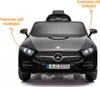 Front view of a black Mercedes CLS350 electric ride-on car for children. Produktbild-Vorschau