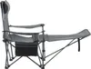 A gray camping chair with a footrest extended, shown from the side against a white background. Náhled obrázku produktu