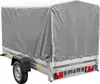 A grey tarp-covered trailer is shown against a white background. Podgląd zdjęcia produktu