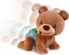 A plush teddy bear toy is shown in a crawling motion, with multiple blurred images of the bear behind it to indicate movement. Produktbild-Vorschau