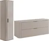 A tall cabinet and a long dresser are shown side-by-side against a white background. Voir les images du produit