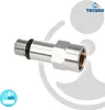 A close-up product shot of a metal plumbing adapter on a white and gray background with brand logos. Produktbild-Vorschau