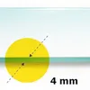 A diagram illustrating the thickness of a glass pane, with a yellow circle highlighting a section and arrows pointing to the edges of the glass. Produktbild-Vorschau