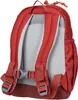 Close-up view of the back of a red backpack, showing straps and buckles. Produktbild-Vorschau
