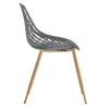 A side view of a modern gray chair with wooden legs against a white background. Náhľad obrázku produktu