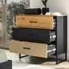 Kommode mit 3 Schubladen, schwarz mit Eiche und sandfarben, Produktbild-Vorschau 5