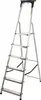 A silver aluminum stepladder with a black top platform is shown against a white background. Podgląd zdjęcia produktu