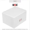 A white styrofoam box with a logo and product information. Podgląd zdjęcia produktu