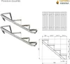 Two sets of galvanized metal stair stringers and a technical drawing of a staircase with dimensions. Podgląd zdjęcia produktu