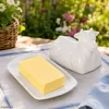 Porcelánová dóza na máslo ve tvaru krávy s víkem, bílá a Náhled obrázku produktu 3
