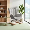 Fotel bujany z jasnoszarym pluszowym materiałem z Podgląd zdjęcia produktu 2