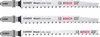 Three Bosch jigsaw blades are shown laid out horizontally against a white background. Voir les images du produit