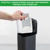 A hand is shown inserting a dust bag into a robot vacuum cleaner's charging base. Náhled obrázku produktu