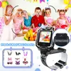 Children at a party with face paint, with a smartwatch prominently displayed and highlighted features. Produktbild-Vorschau
