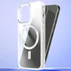 A clear phone case with a magnetic ring is shown on a light blue background. Produktbild-Vorschau
